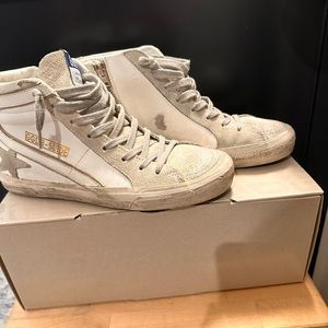 Golden Goose Slide High Top size 38 white- excellent condition with box